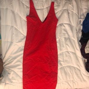 Red V-neck Dress